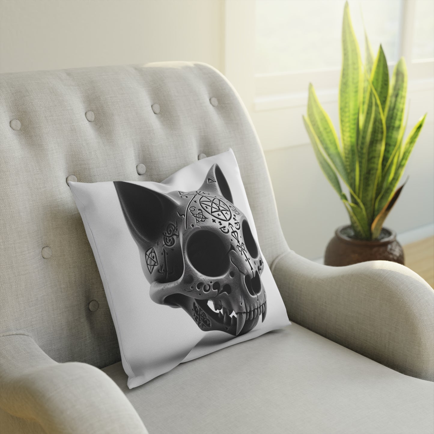 Arcane Cat Skull Pillow
