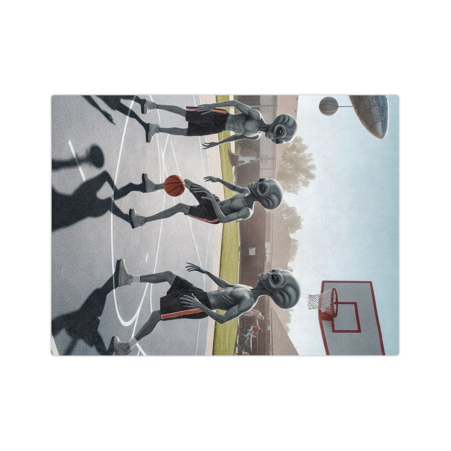 Aliens Playing Basketball Microfiber Blanket