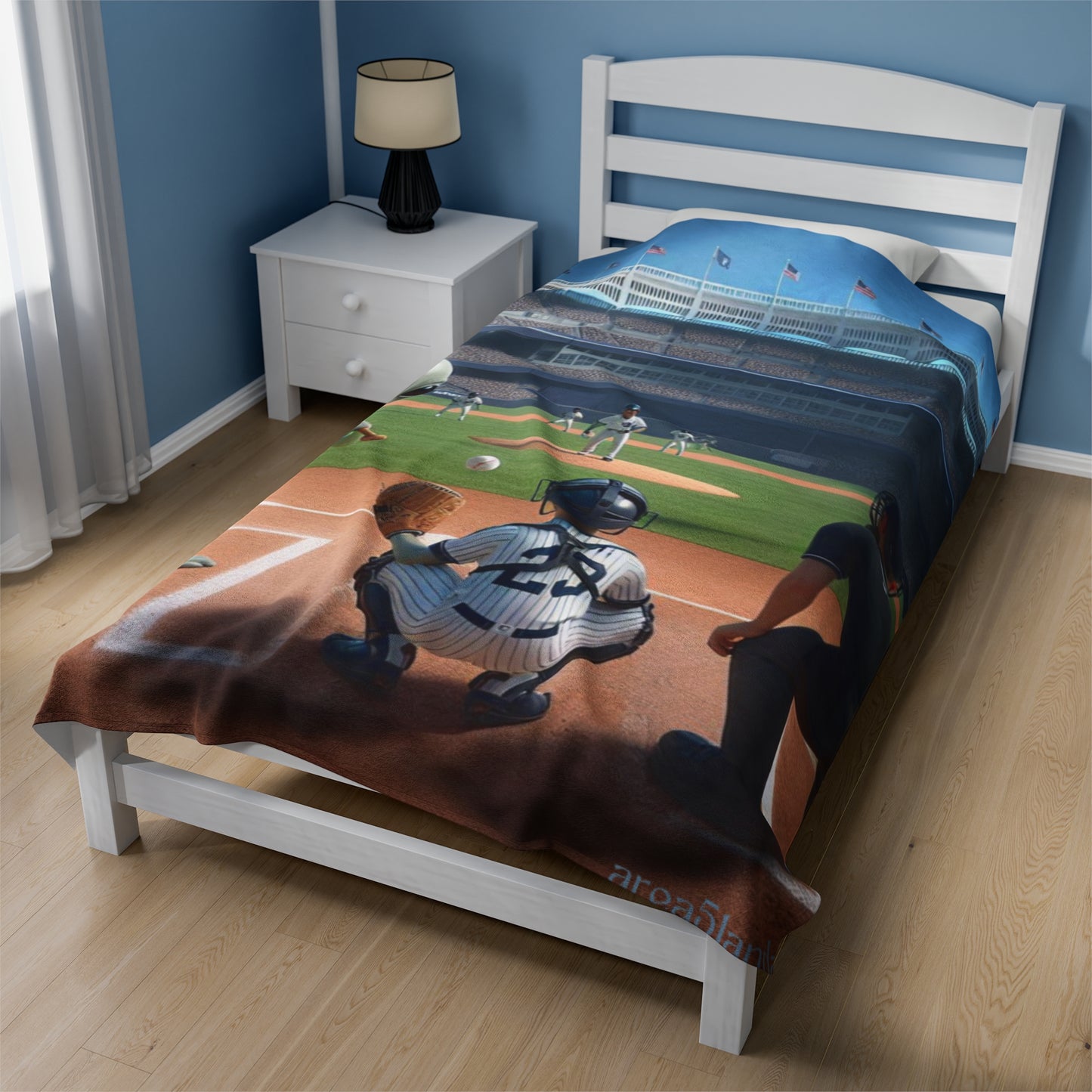 Aliens Playing Baseball Velveteen Plush Blanket