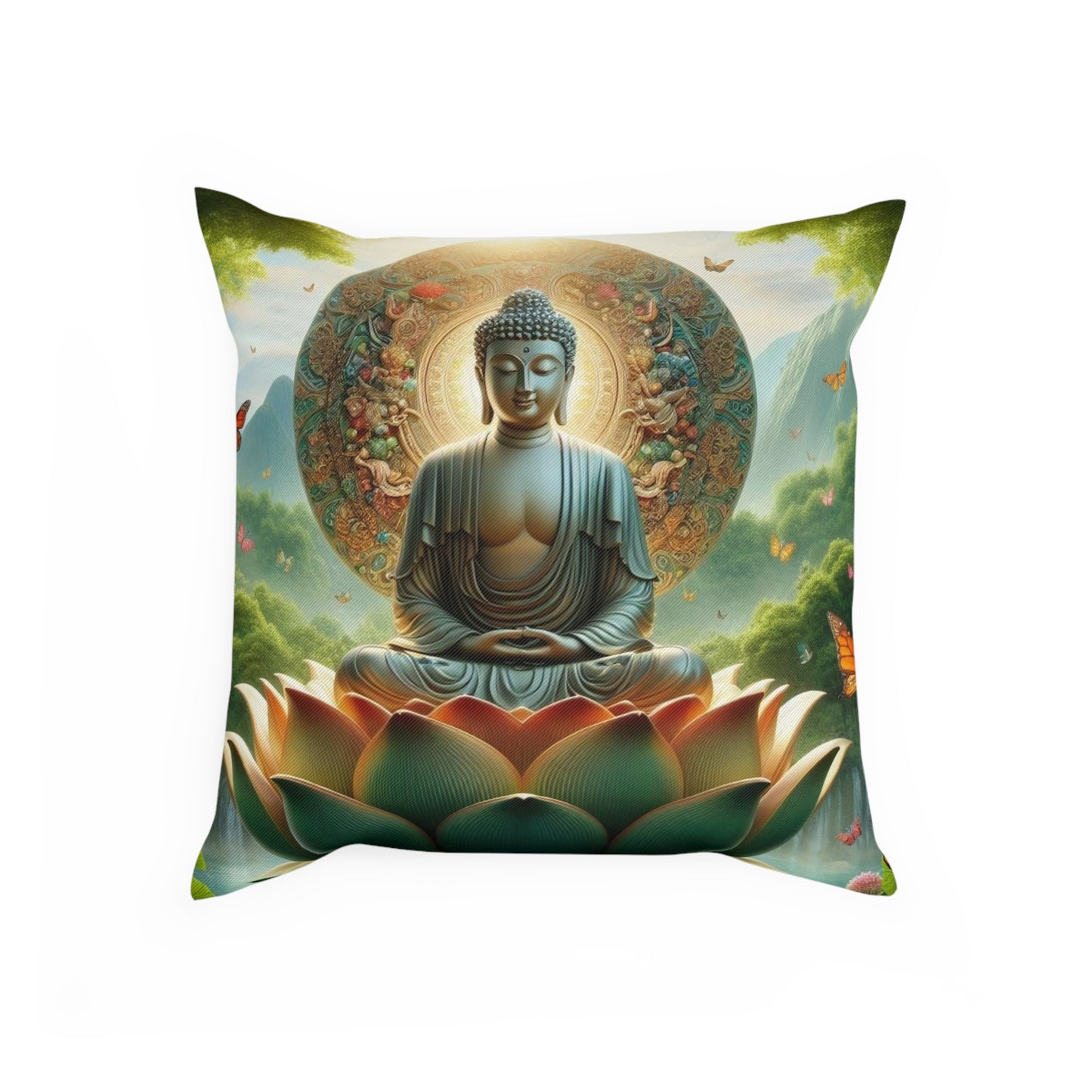 Buddha & Lotus Flower Pillow