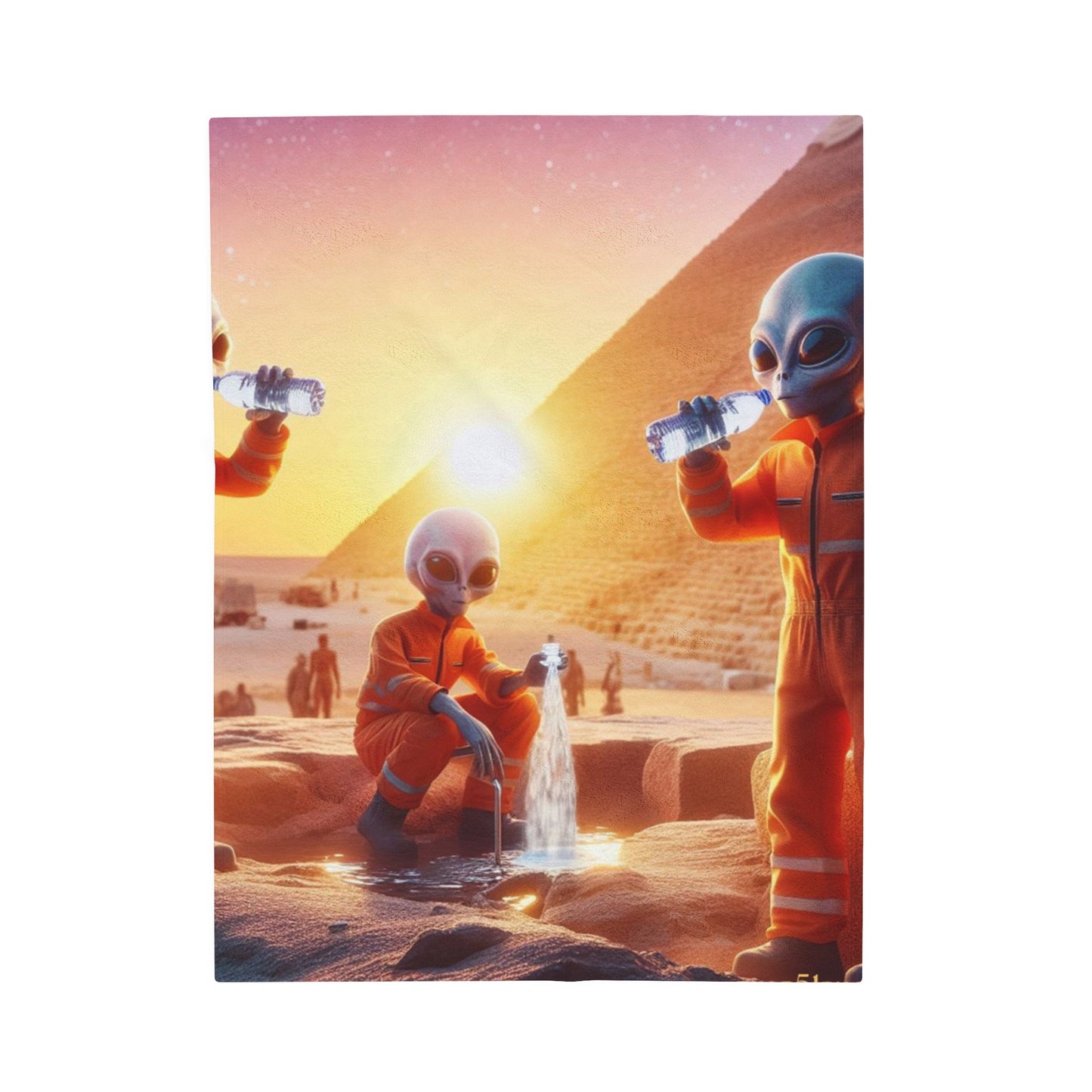 Water Break at The Pyramids of Giza Velveteen Blanket