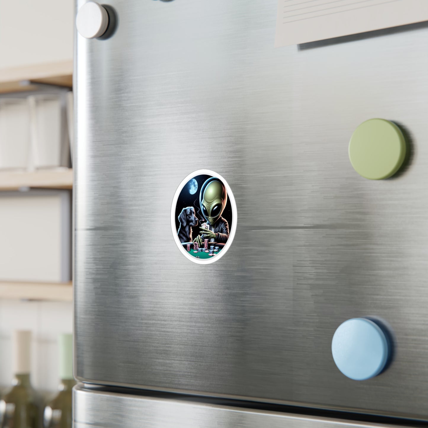 Dog Cheating with Alien Playing Poker Vinyl Decals