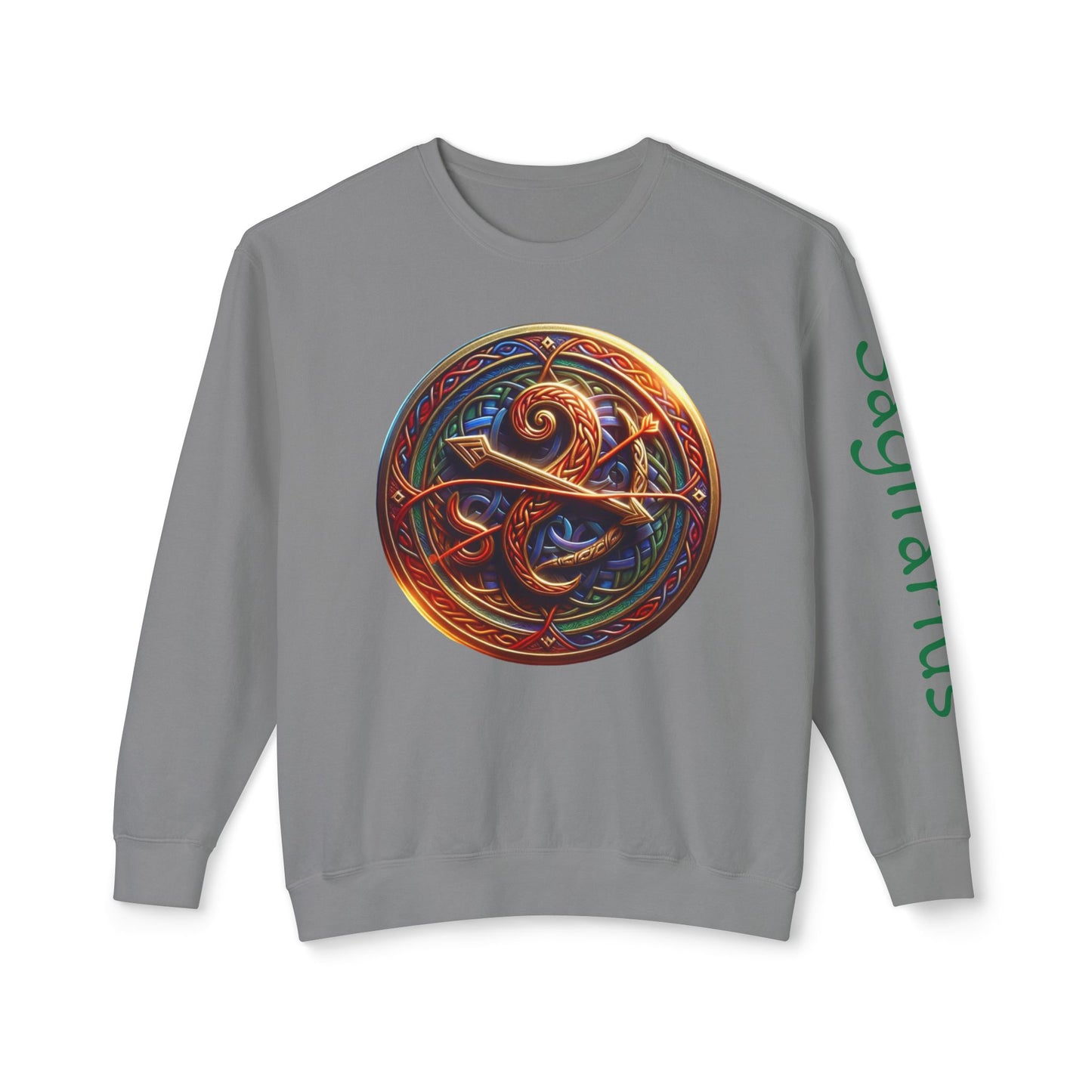 Crewneck Sweatshirt with Celtic Astrological Symbols-Sagitarius