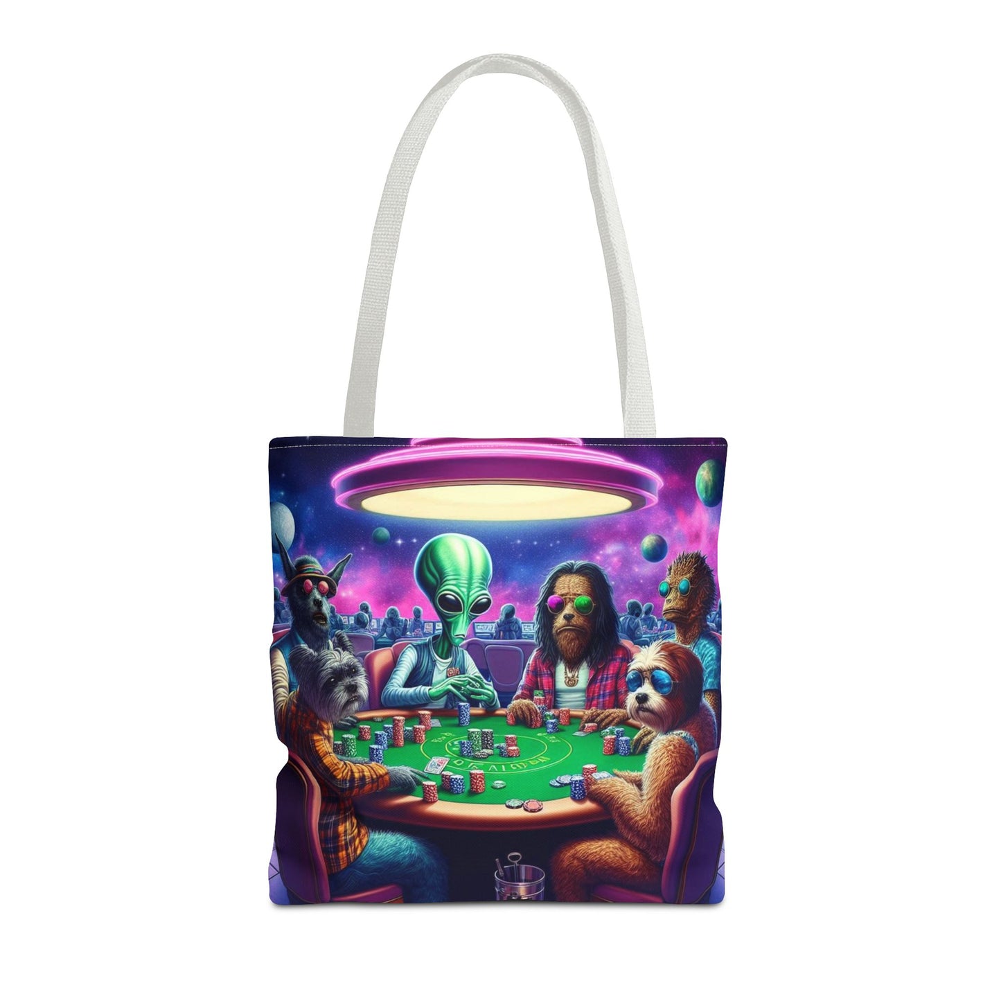 Aliens and Dogs Playing Poker Tote Bag