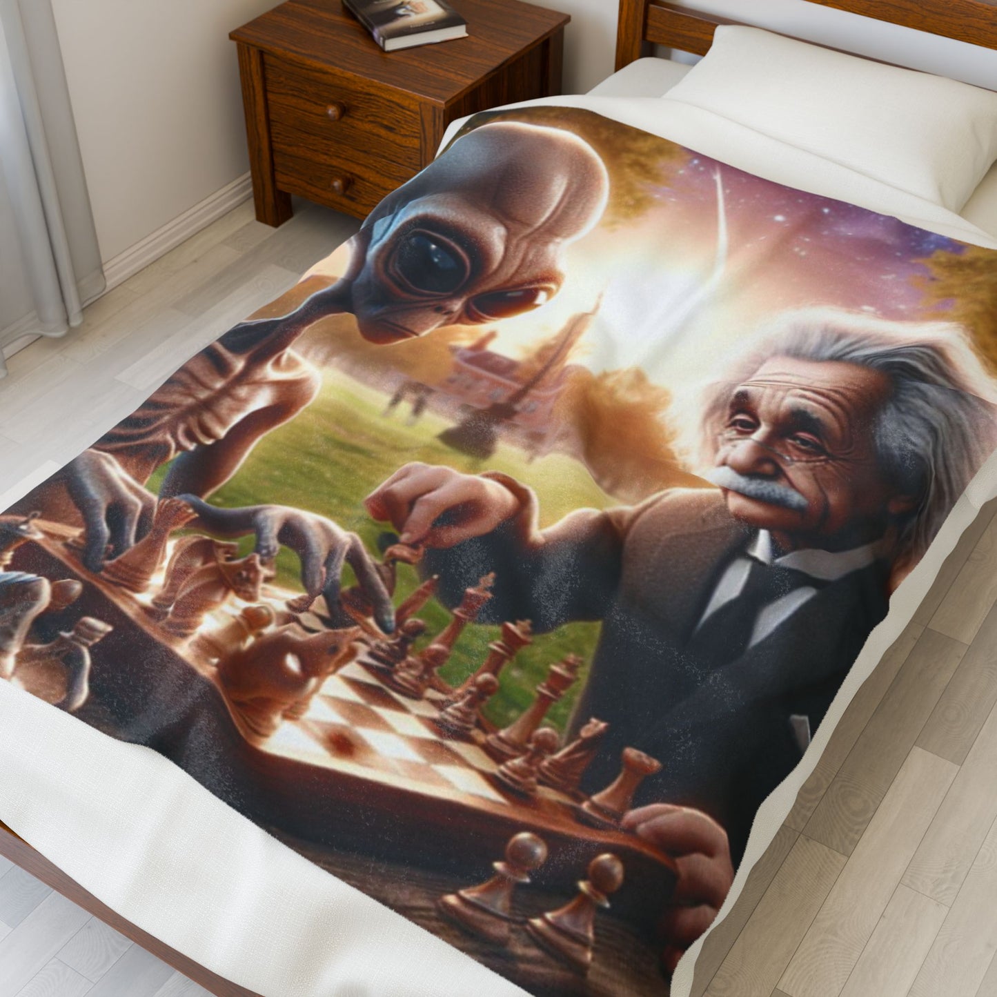 Alien Chess Game Velveteen Blanket