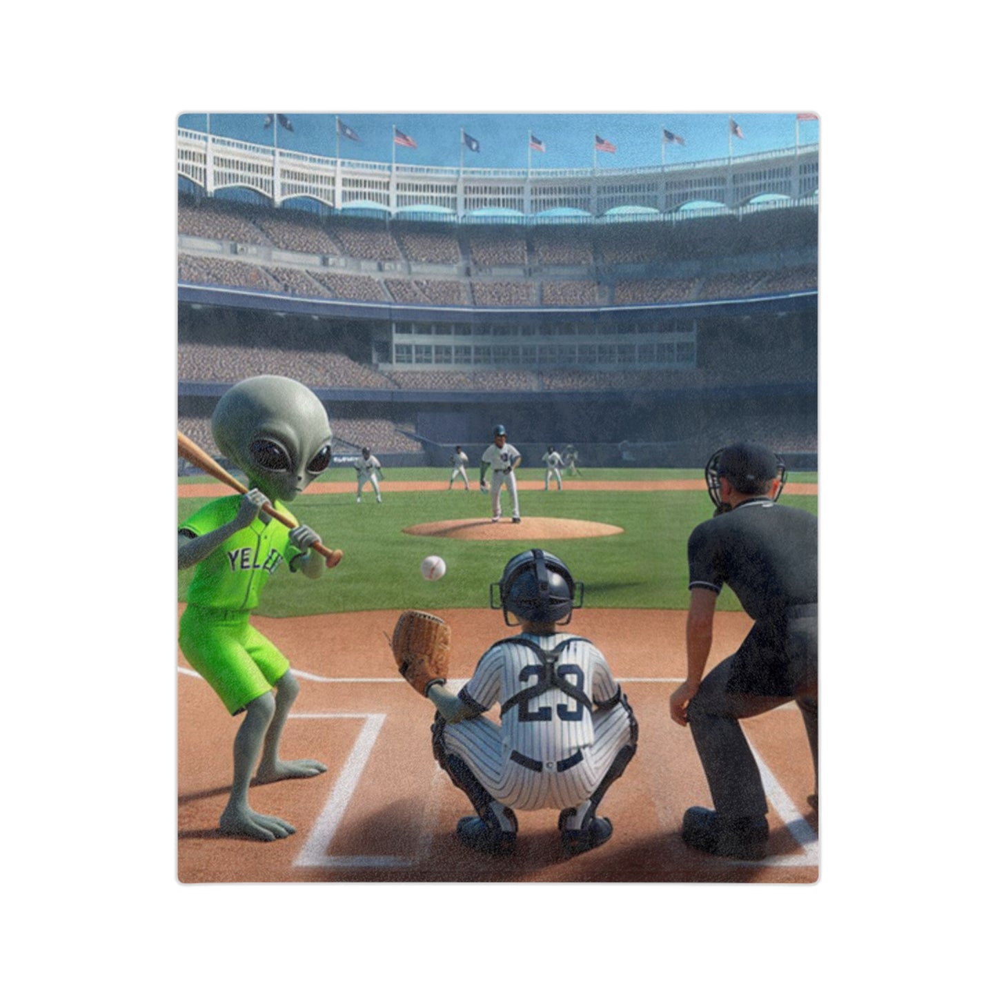 Aliens Playing Baseball Microfiber Blanket