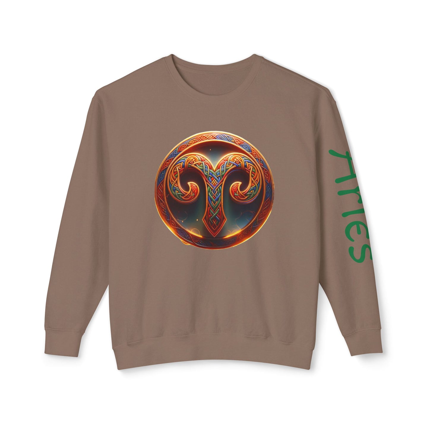 Crewneck Sweatshirt with Celtic Astrological Symbols-Aries