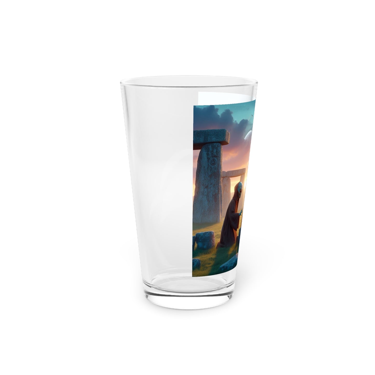Stonehenge and Aliens Pint Glass, 16oz