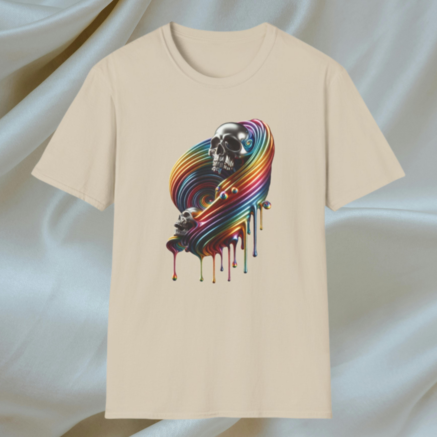 Metallic Rainbow Drip Skull T-Shirt - Gay Pride