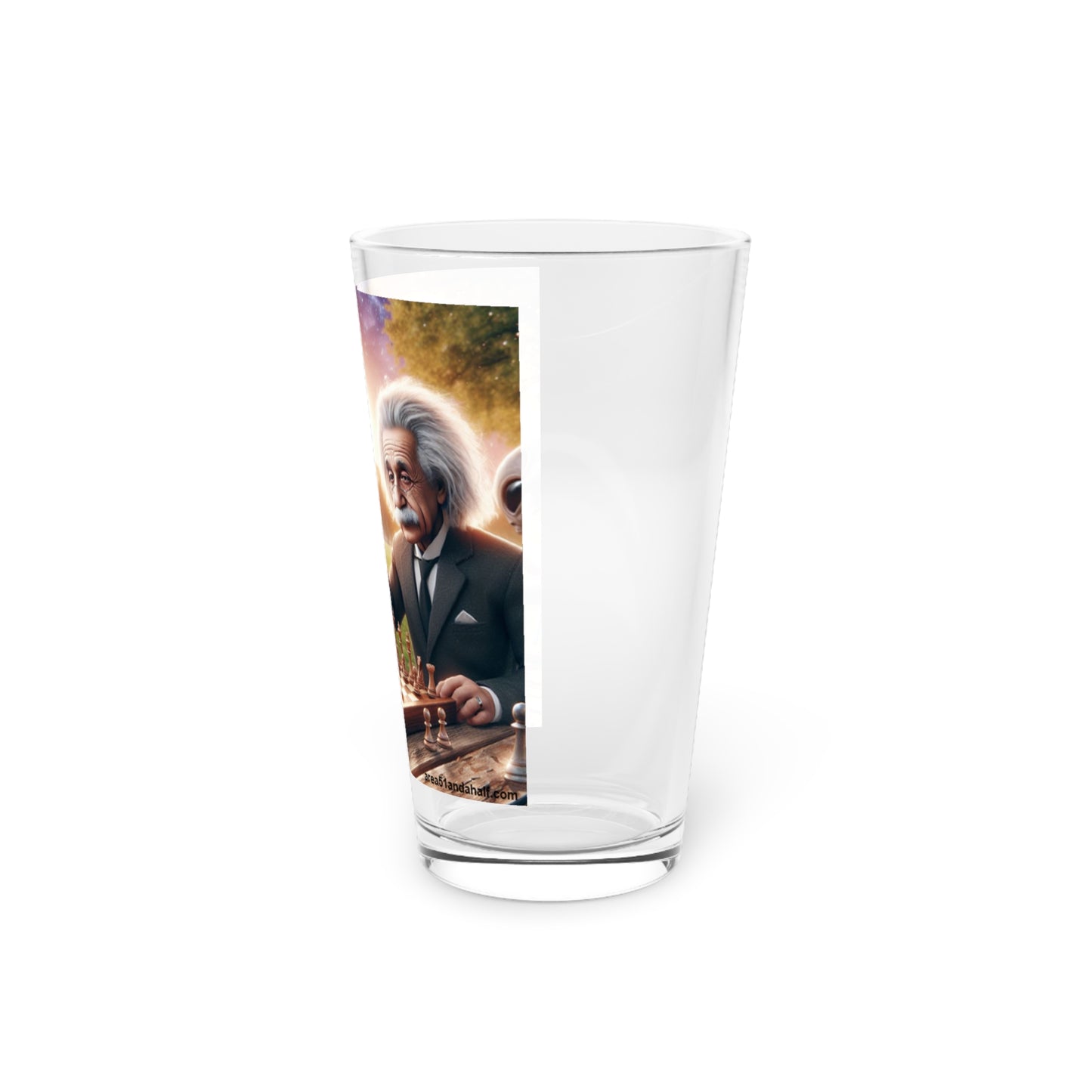 Einstein & Alien Play Chess Pint Glass, 16oz