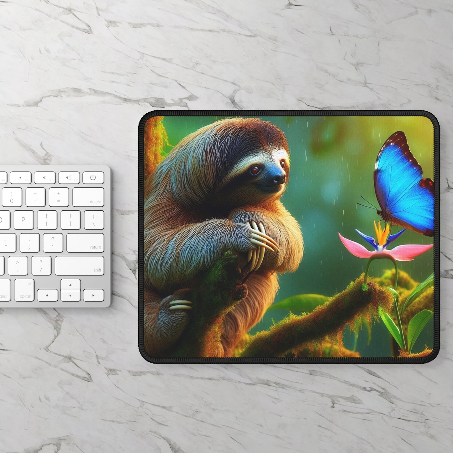Sloth and Butterfly Gaming Mouse Pad