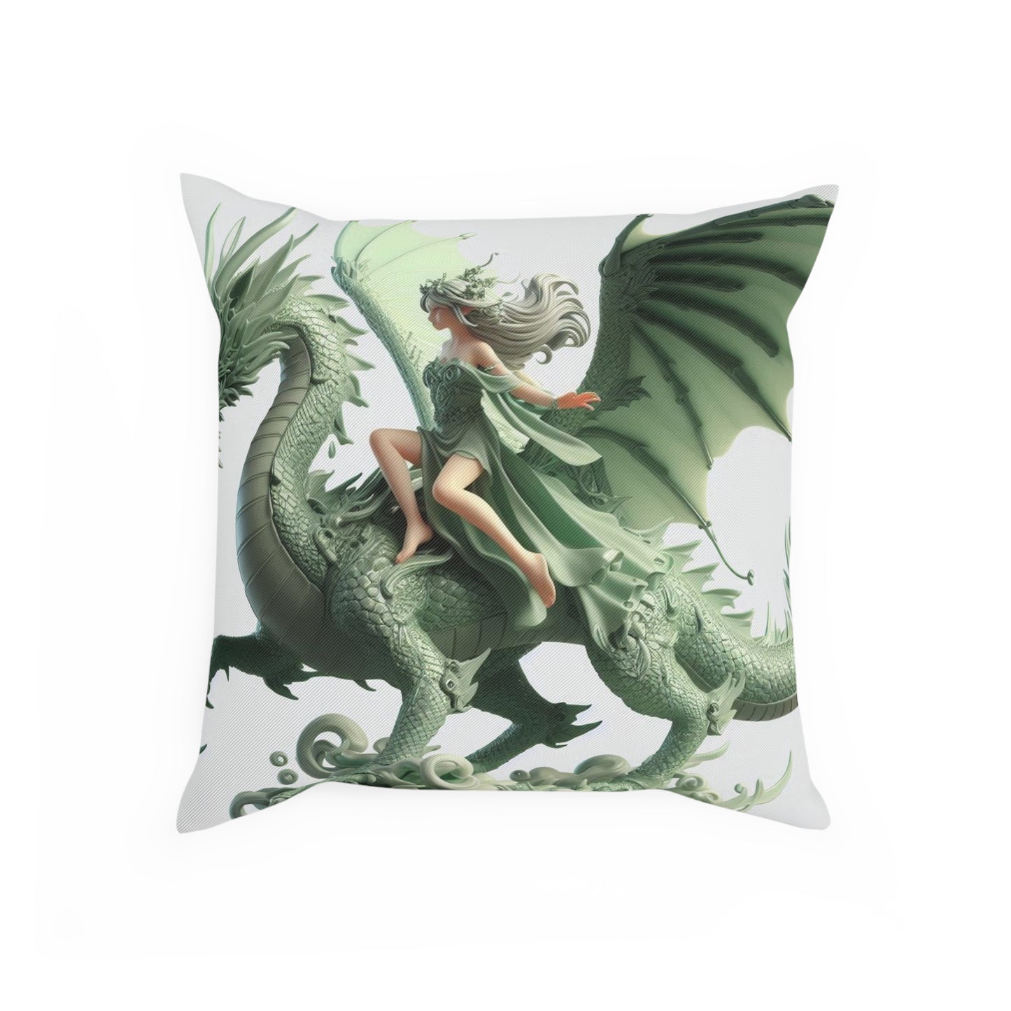 Green Fairy & Dragon Pillow