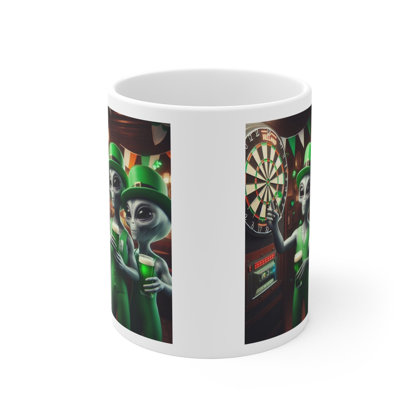 Irish Aliens Playing Darts Mug