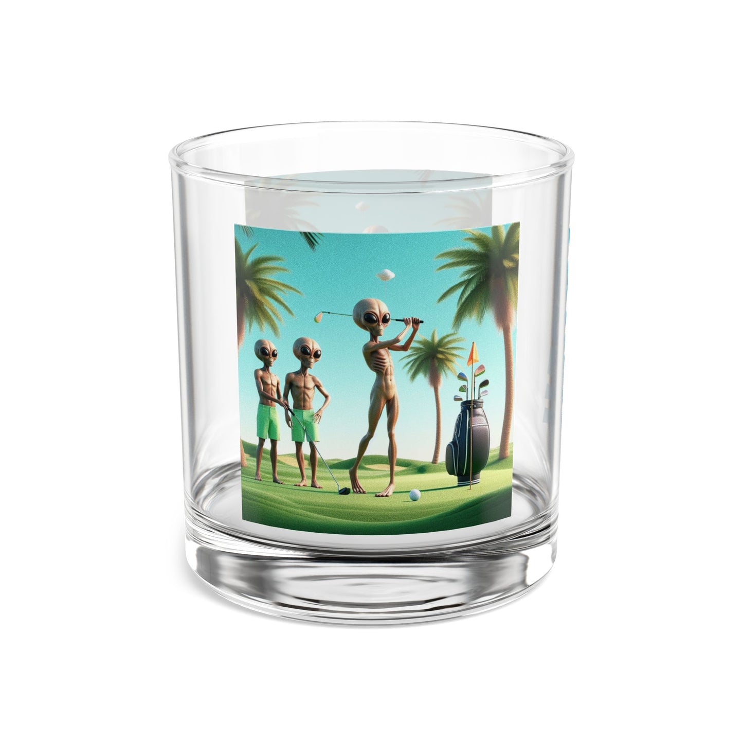Golfing Aliens Rocks Glass, 10oz