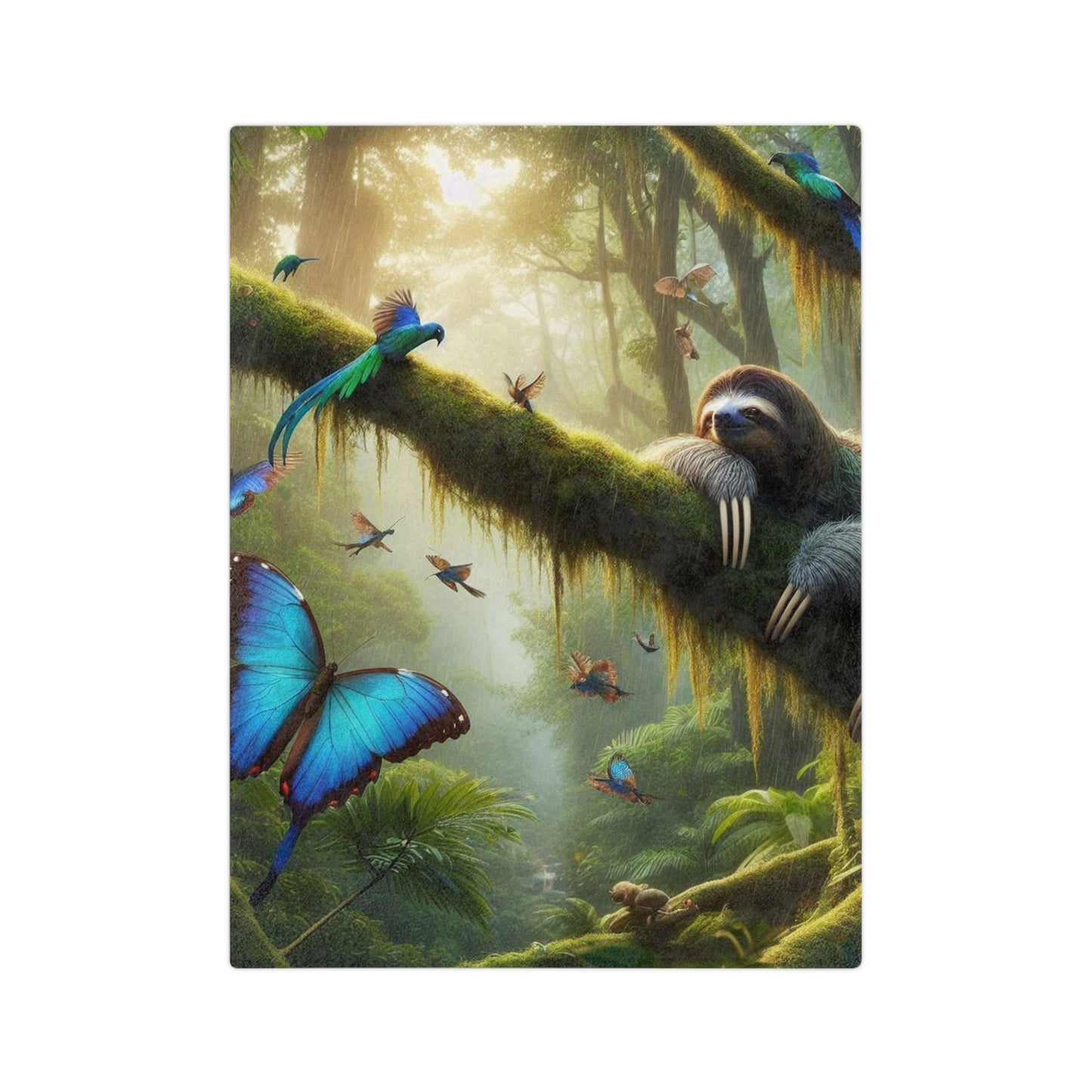 Rain Forest & Sloth Velveteen Microfiber Blanket