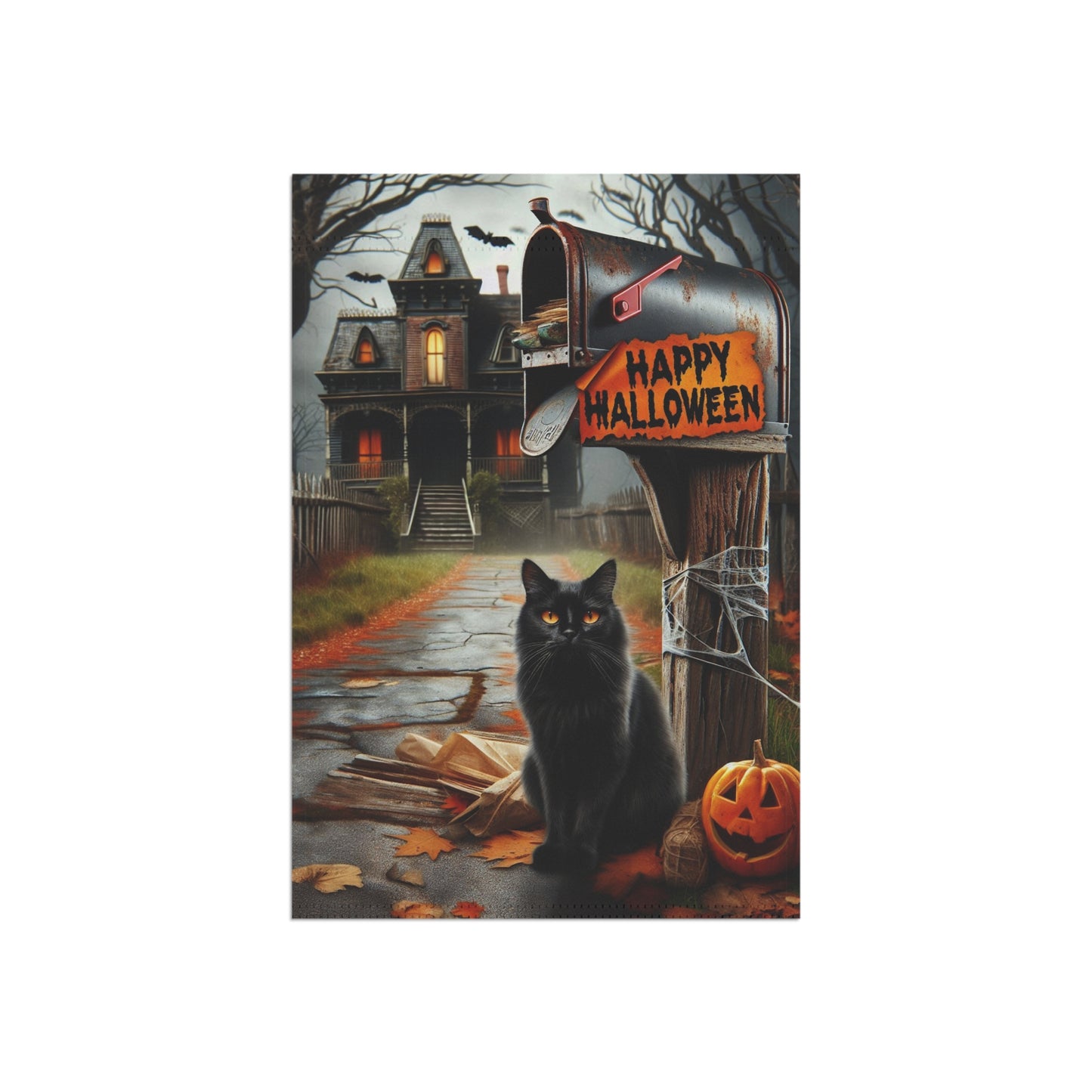 Halloween Black Cat Garden Flag