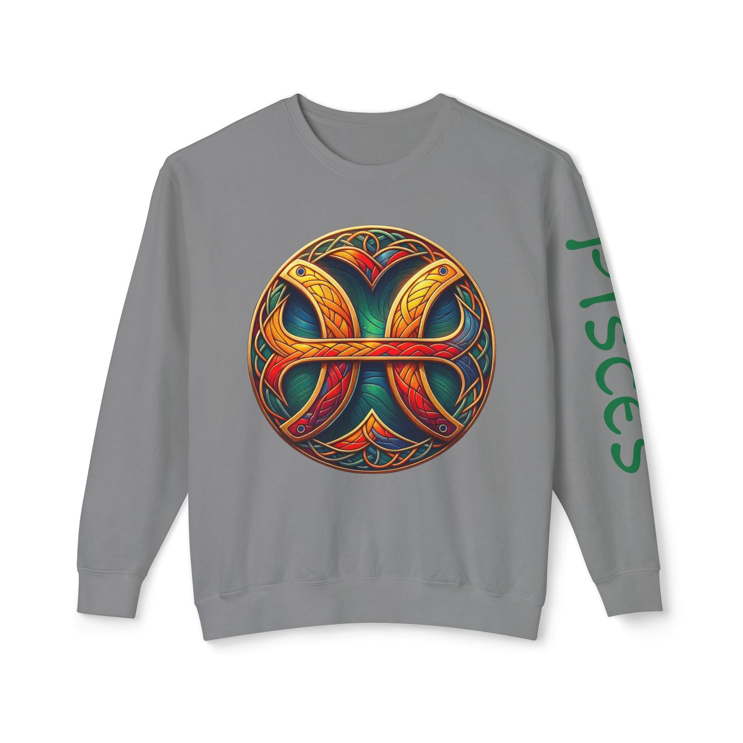 Crewneck Sweatshirt with Celtic Astrological Symbols-Pisces