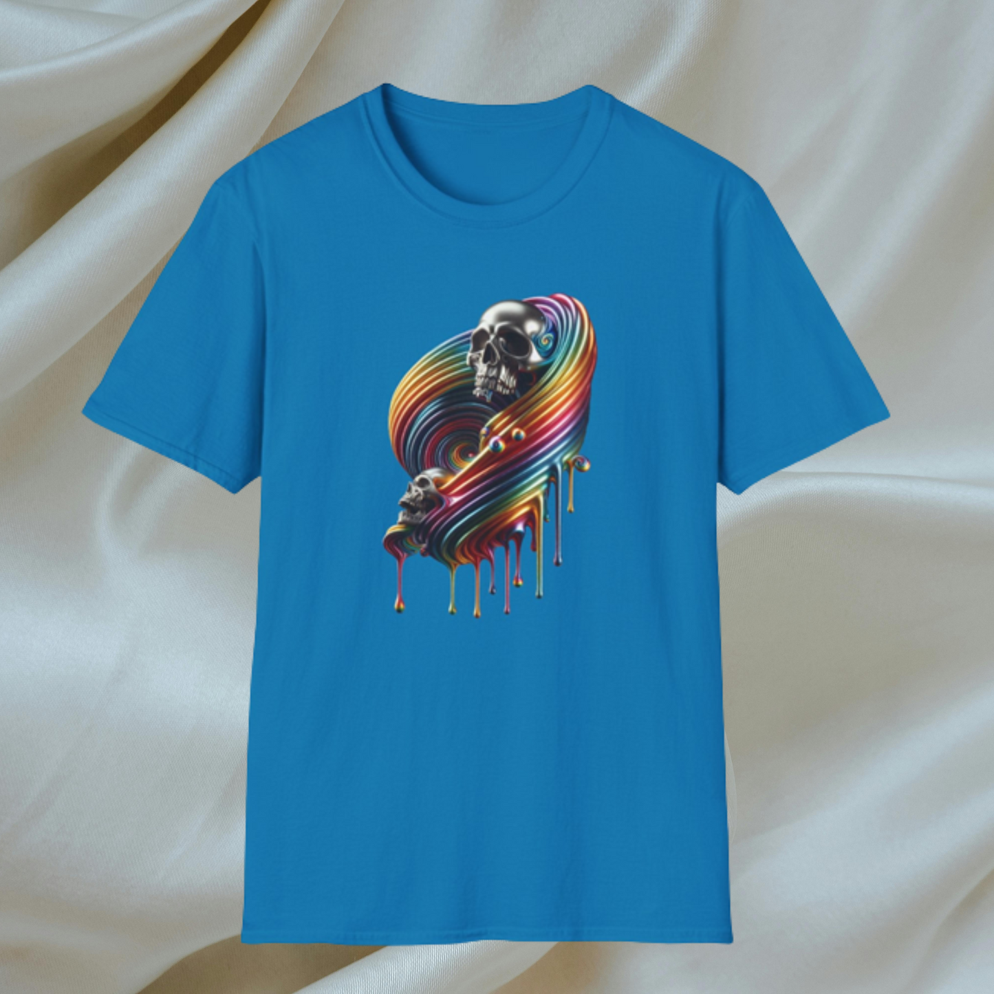 Metallic Rainbow Drip Skull T-Shirt - Gay Pride