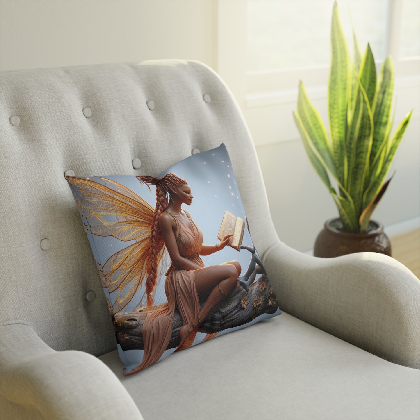 Fairy Reading Throw Pillow