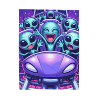 Aliens Riding a Rollercoaster Velveteen Microfiber Blanket