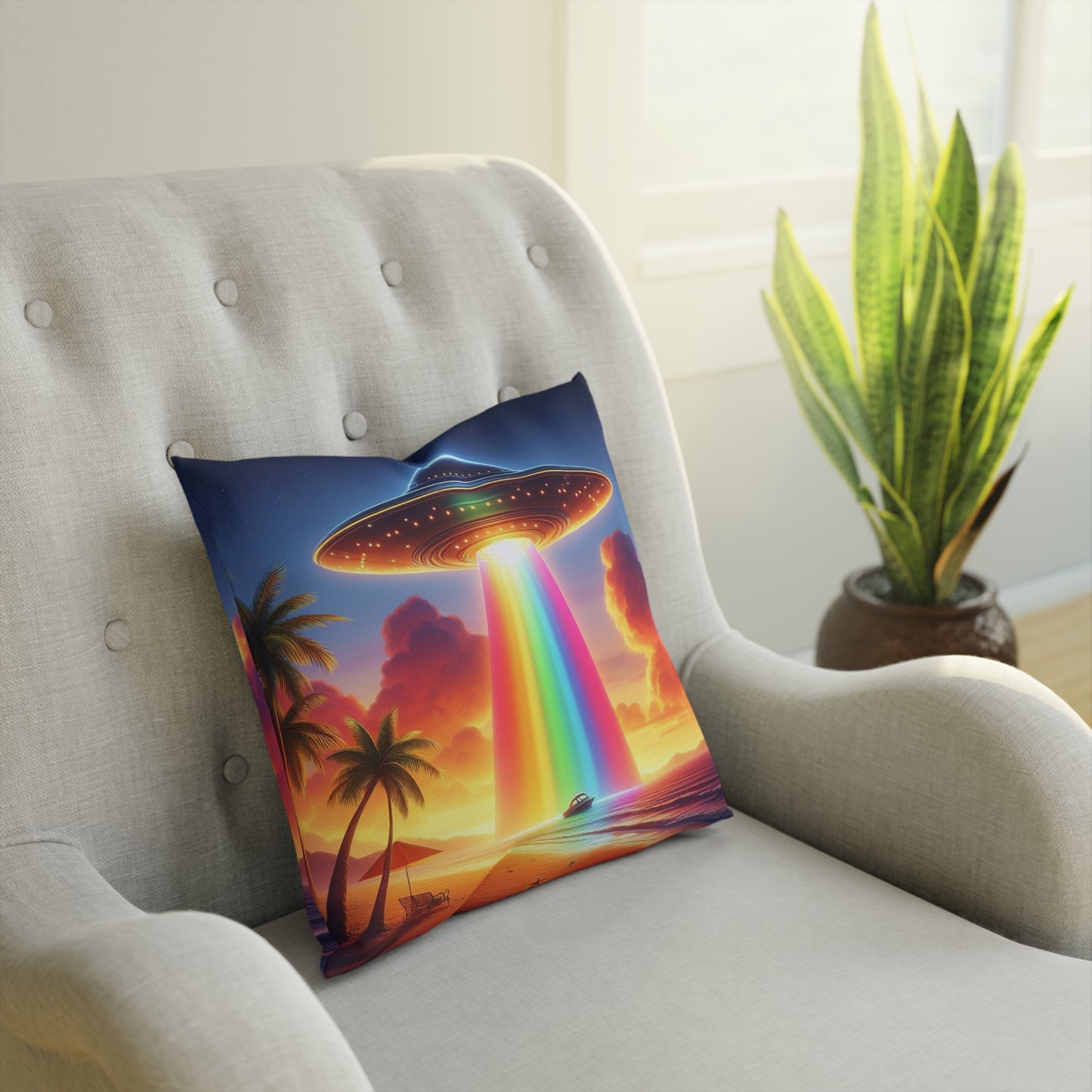 Aliens in Paradise Throw Pillow