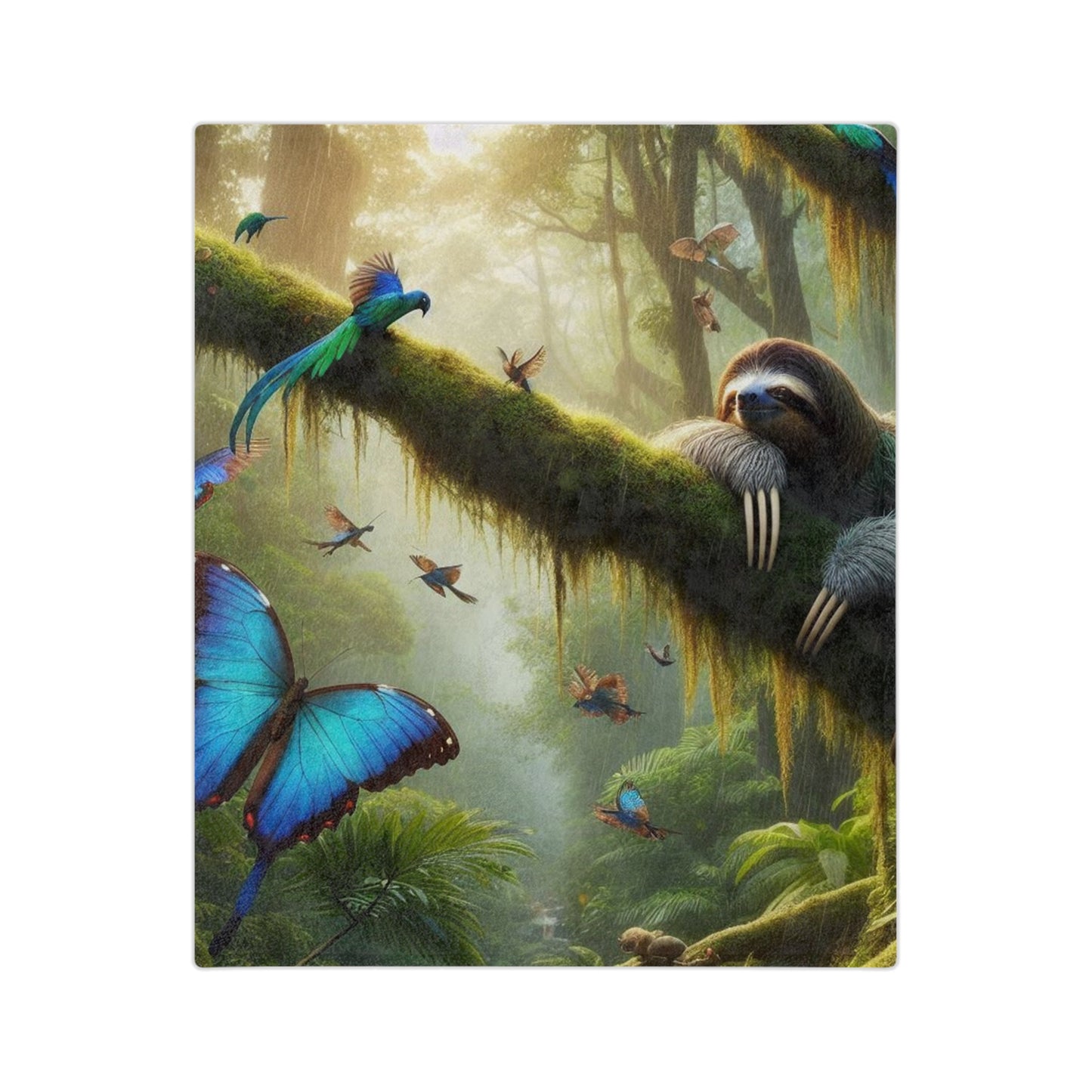 Rain Forest & Sloth Velveteen Microfiber Blanket