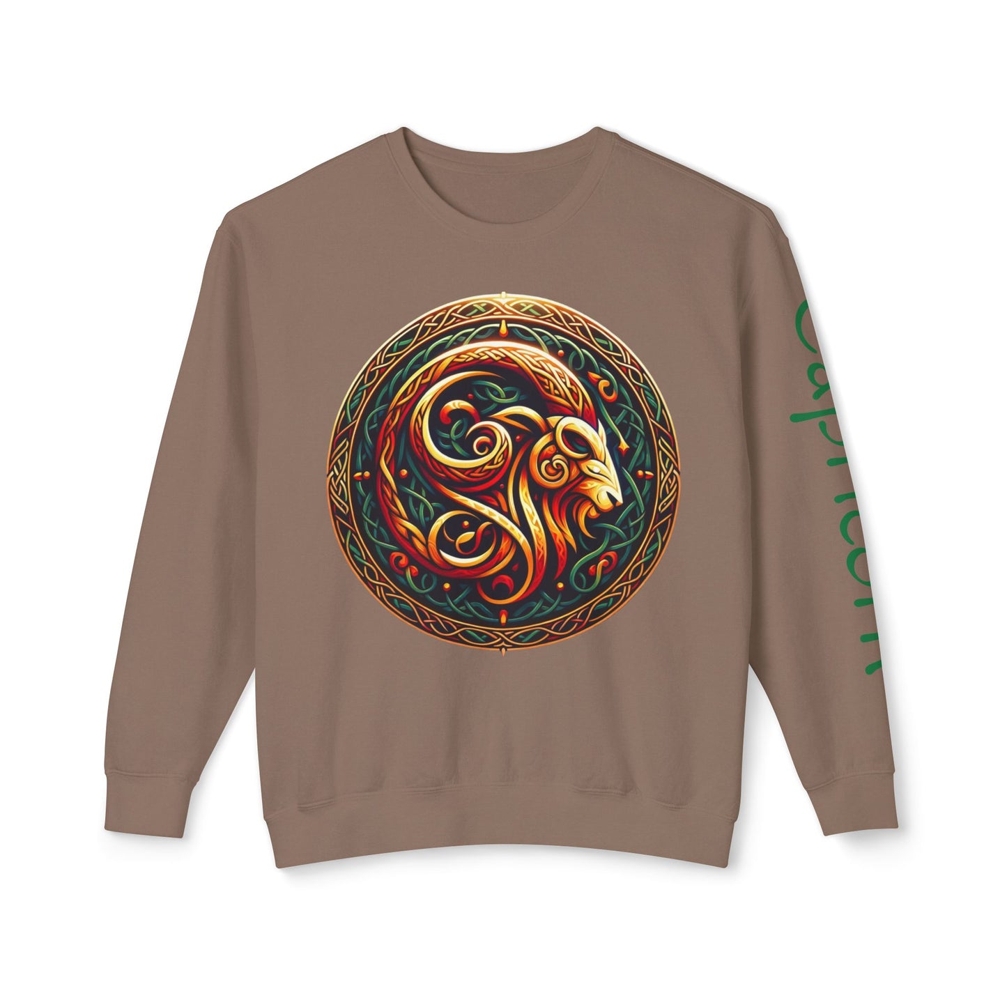 Crewneck Sweatshirt with Celtic Astrological Symbols-Capricorn