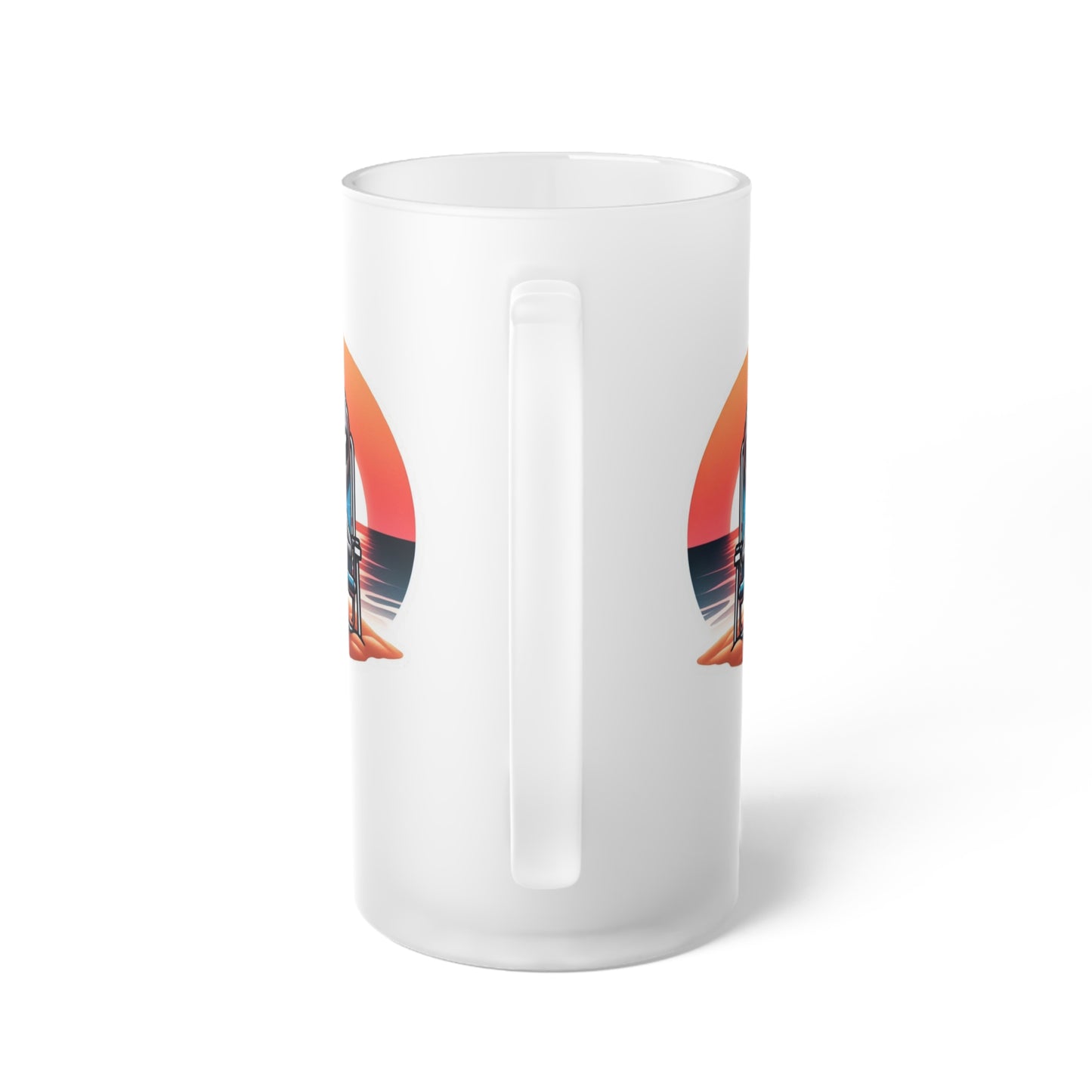 Beach Alien Frosted Glass Beer Mug