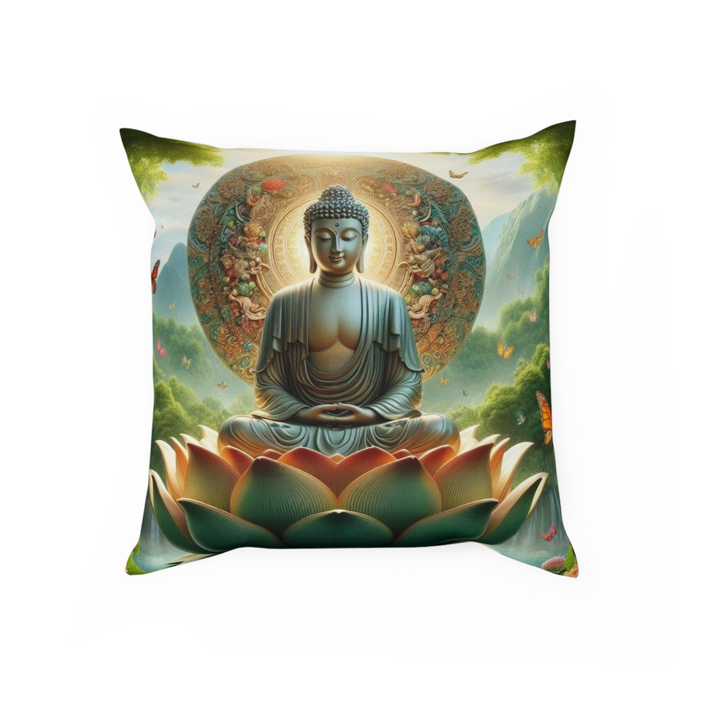 Buddha & Lotus Flower Pillow