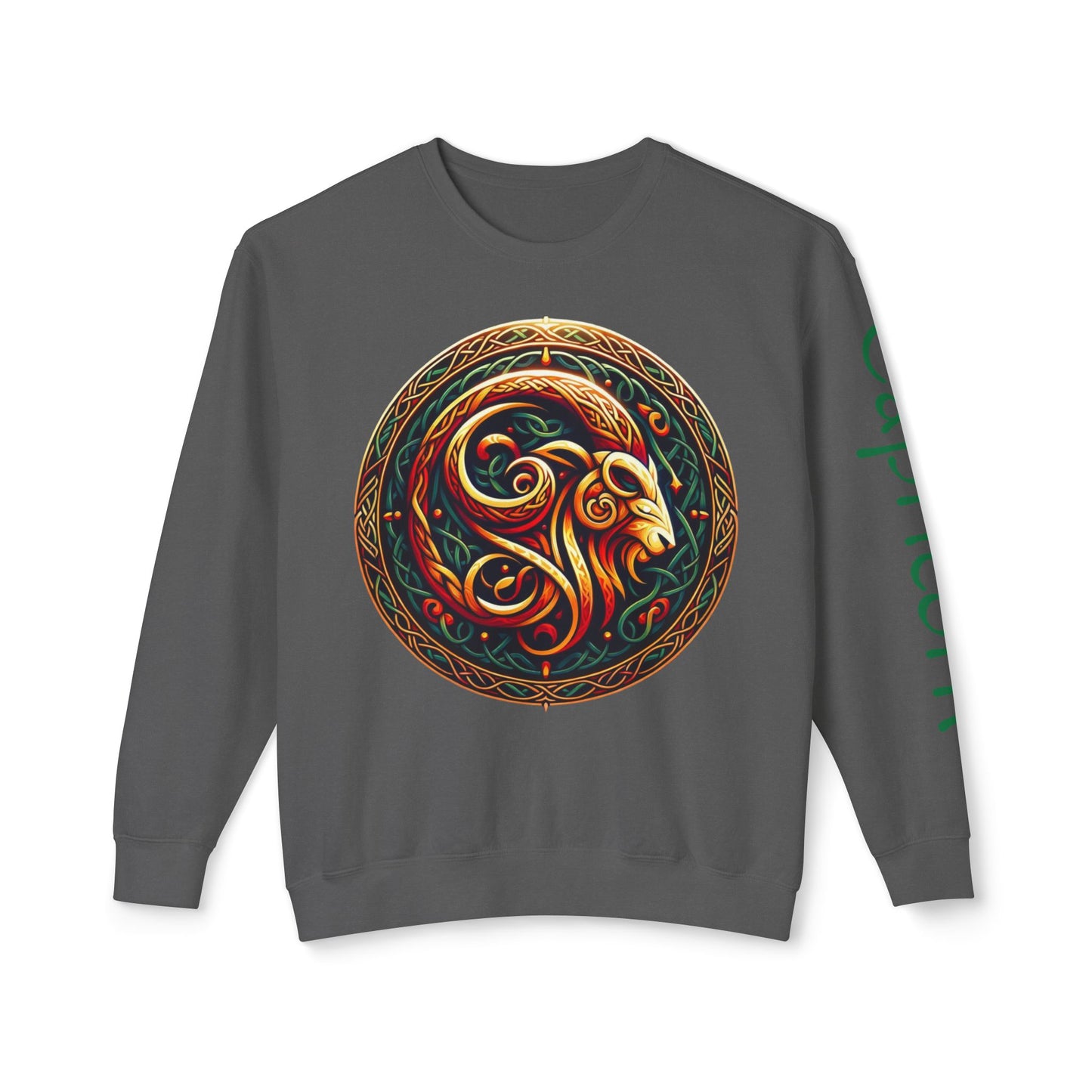 Crewneck Sweatshirt with Celtic Astrological Symbols-Capricorn