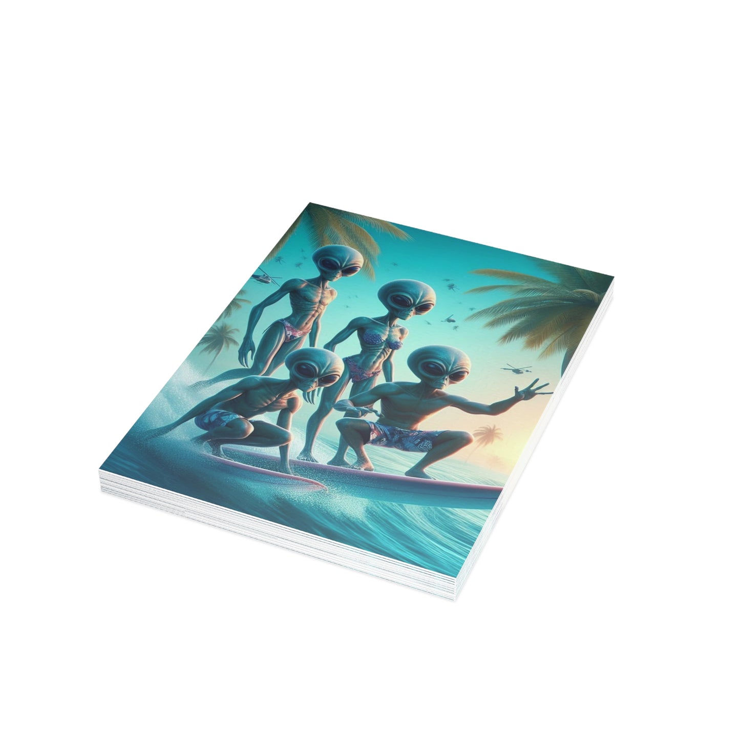 Surfing Aliens Postcard Bundle - Fun Outer Space Greetings
