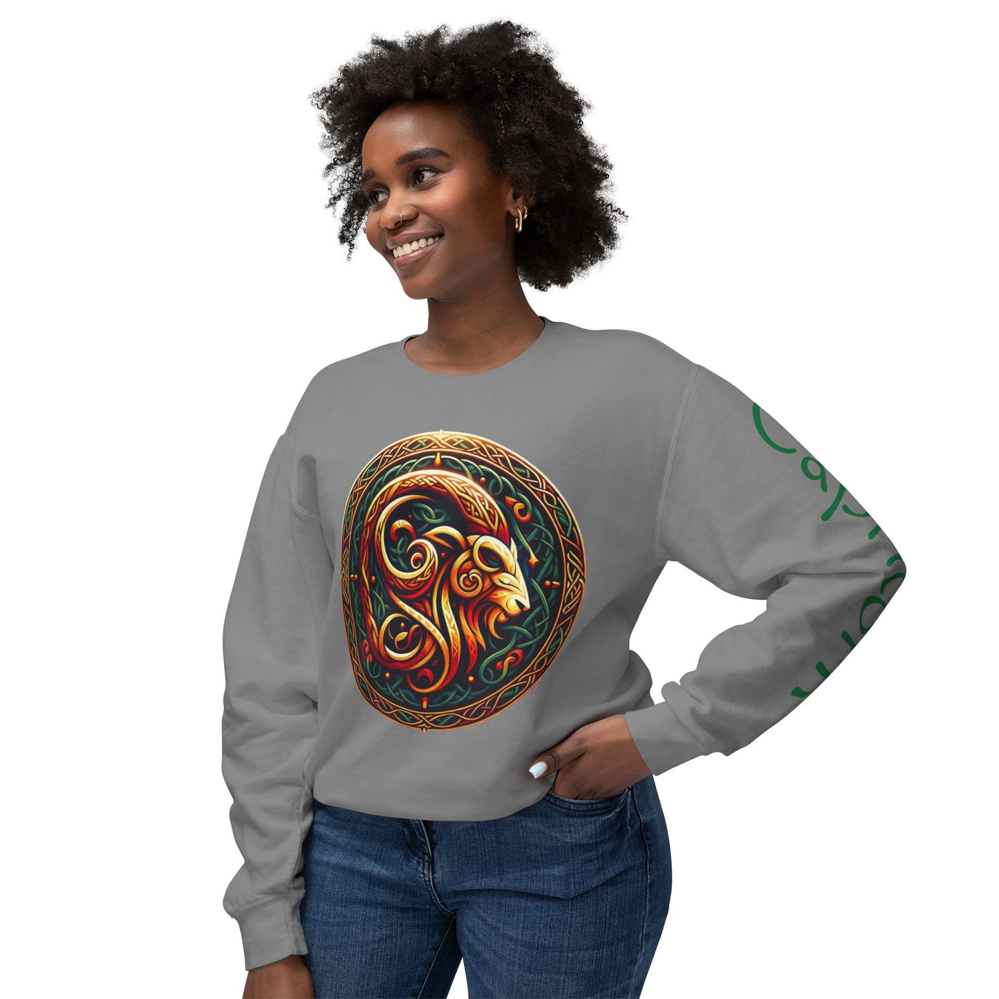 Crewneck Sweatshirt with Celtic Astrological Symbols-Capricorn
