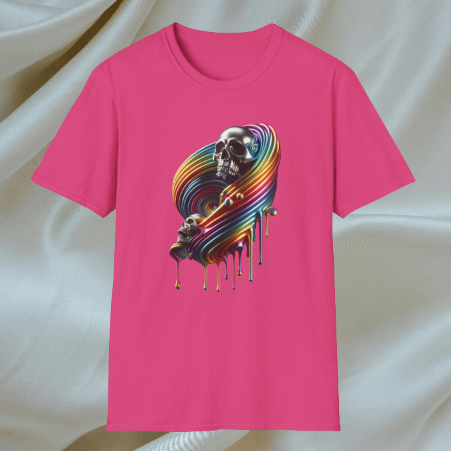 Metallic Rainbow Drip Skull T-Shirt - Gay Pride