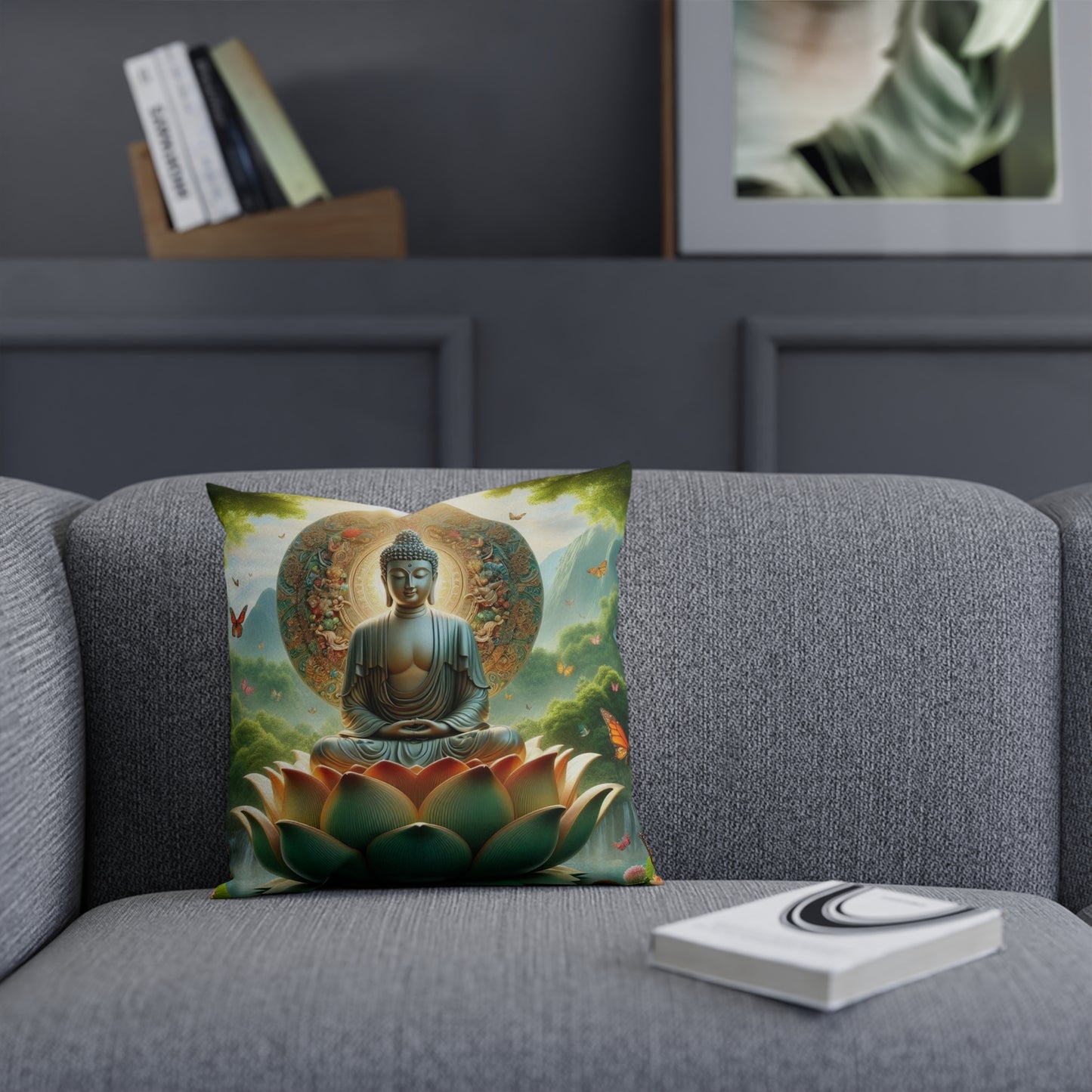 Buddha & Lotus Flower Pillow
