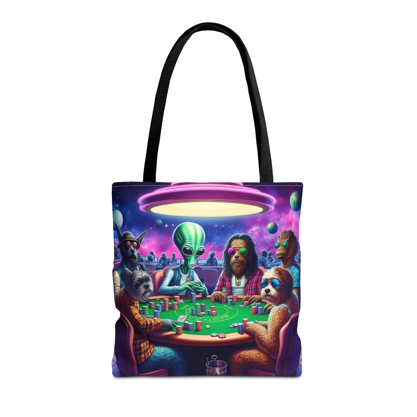 Aliens and Dogs Playing Poker Tote Bag