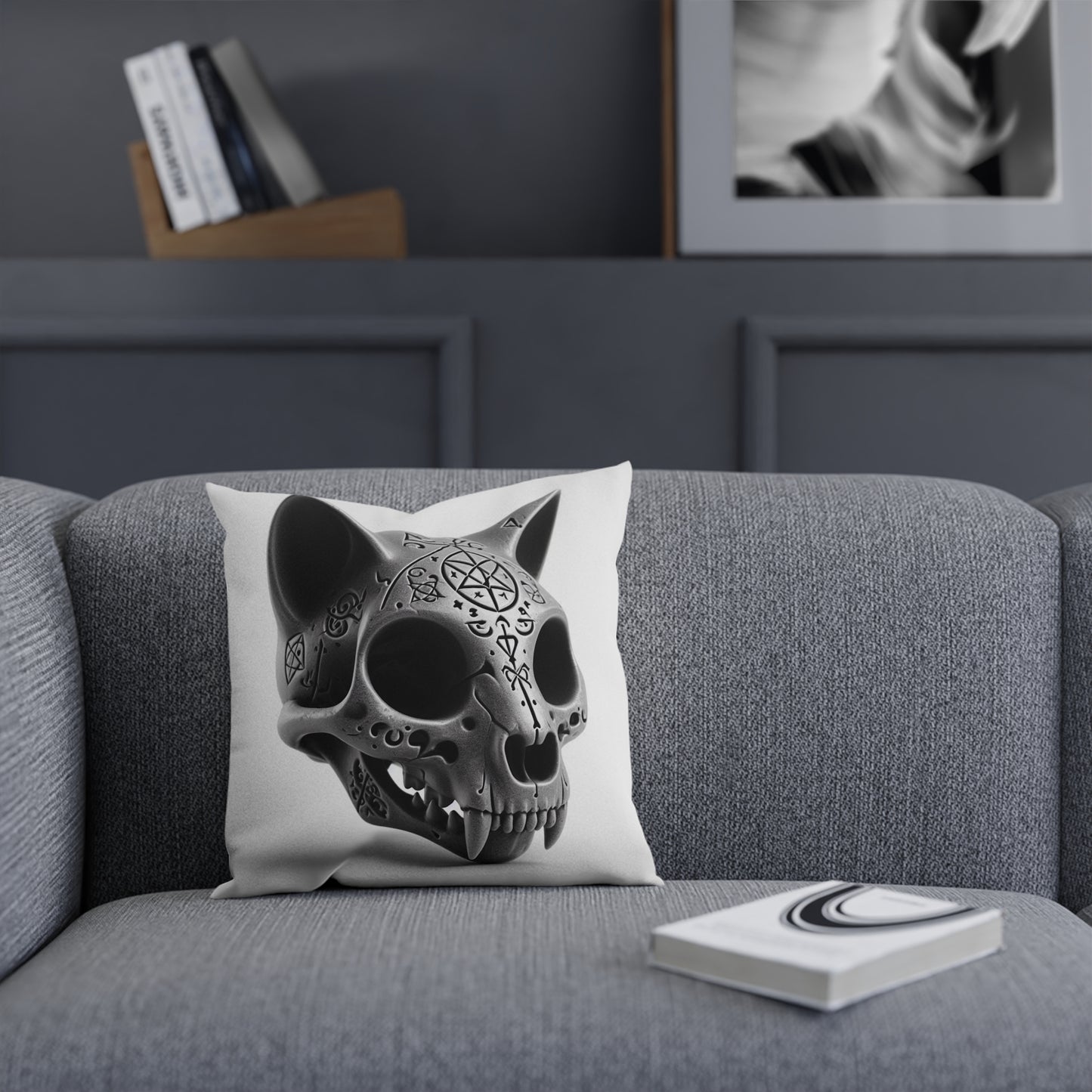 Arcane Cat Skull Pillow