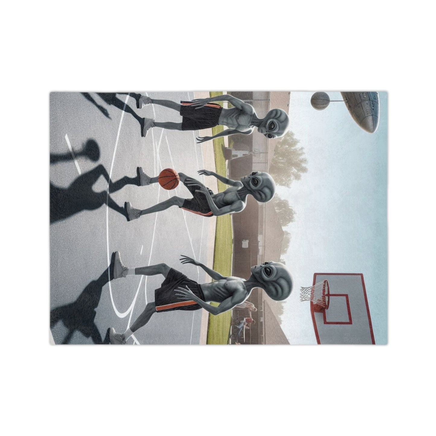 Aliens Playing Basketball Microfiber Blanket