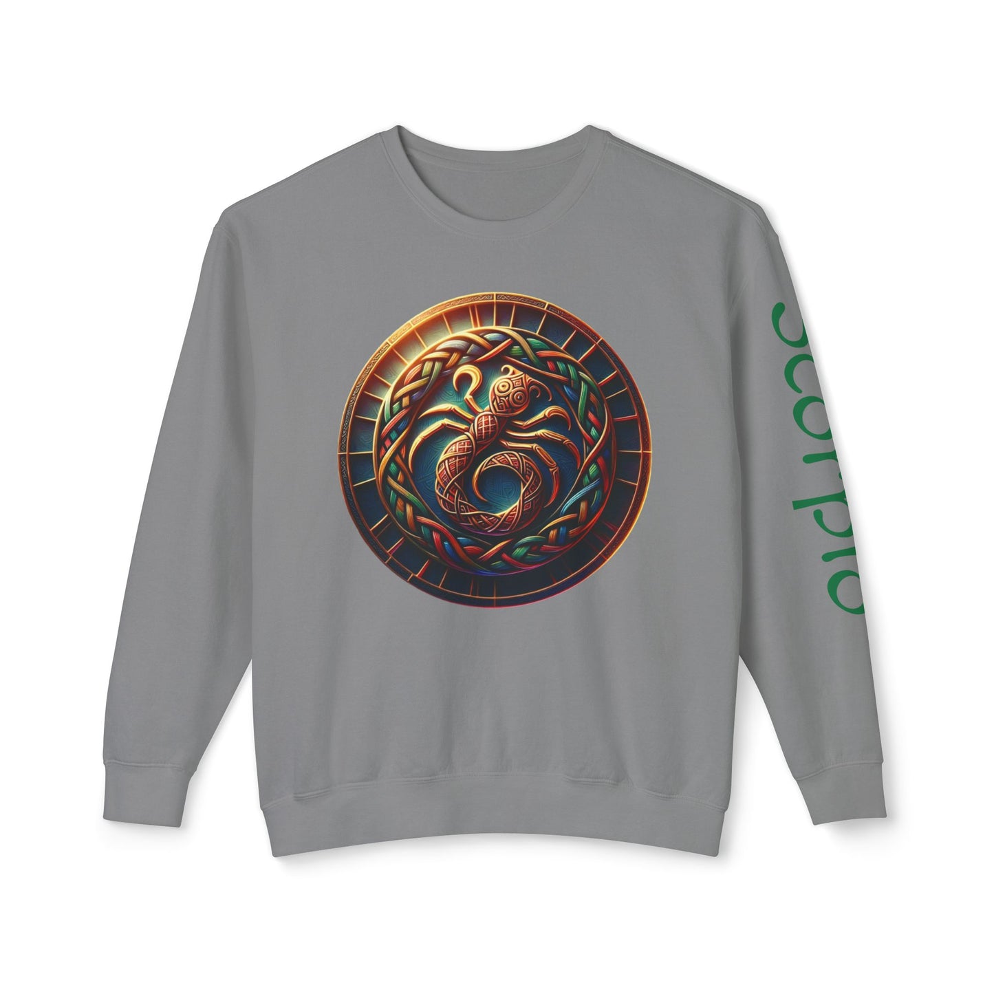 Crewneck Sweatshirt with Celtic Astrological Symbols-Scorpio