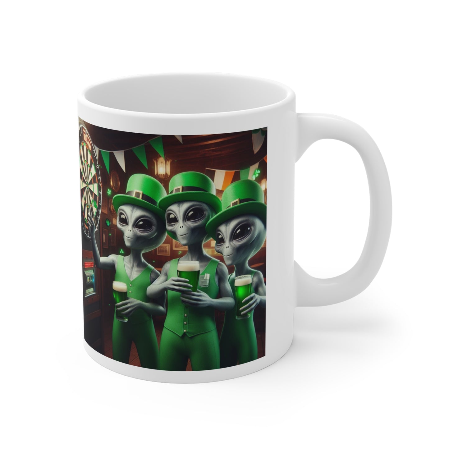 Irish Aliens Playing Darts Mug