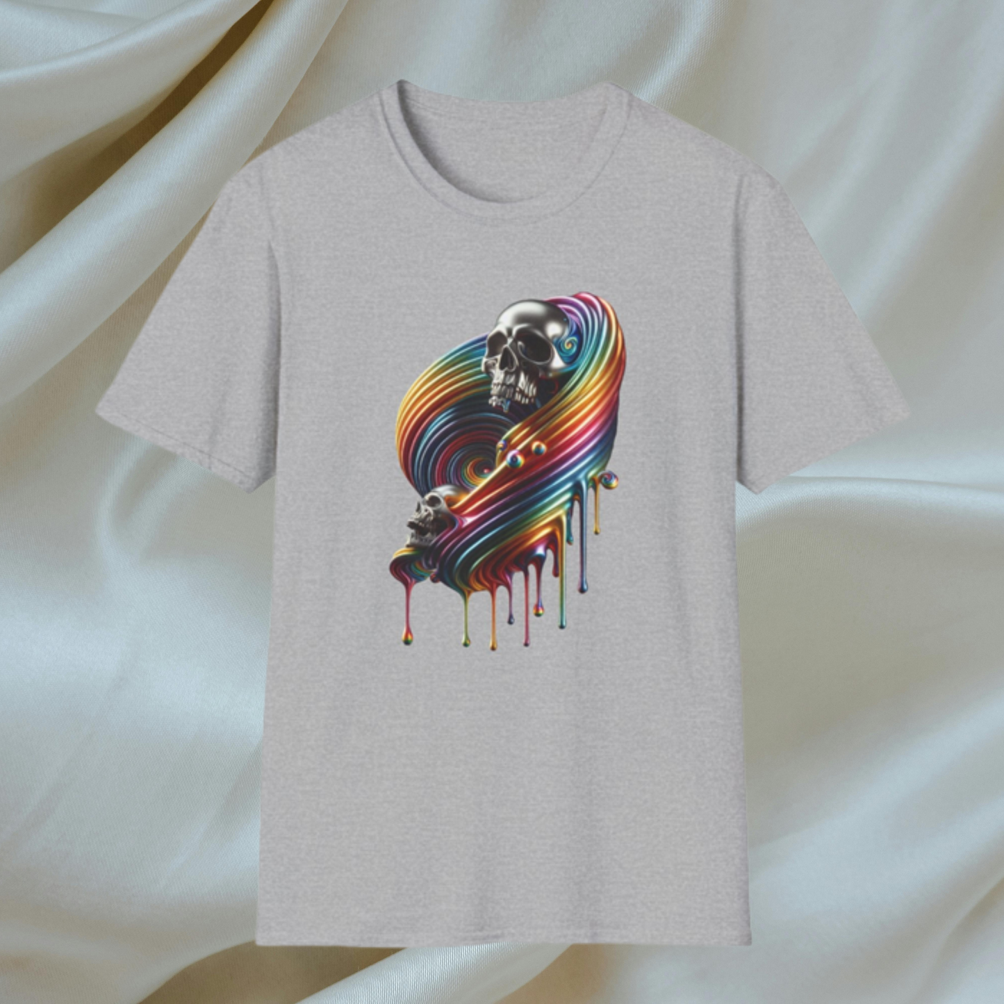 Metallic Rainbow Drip Skull T-Shirt - Gay Pride
