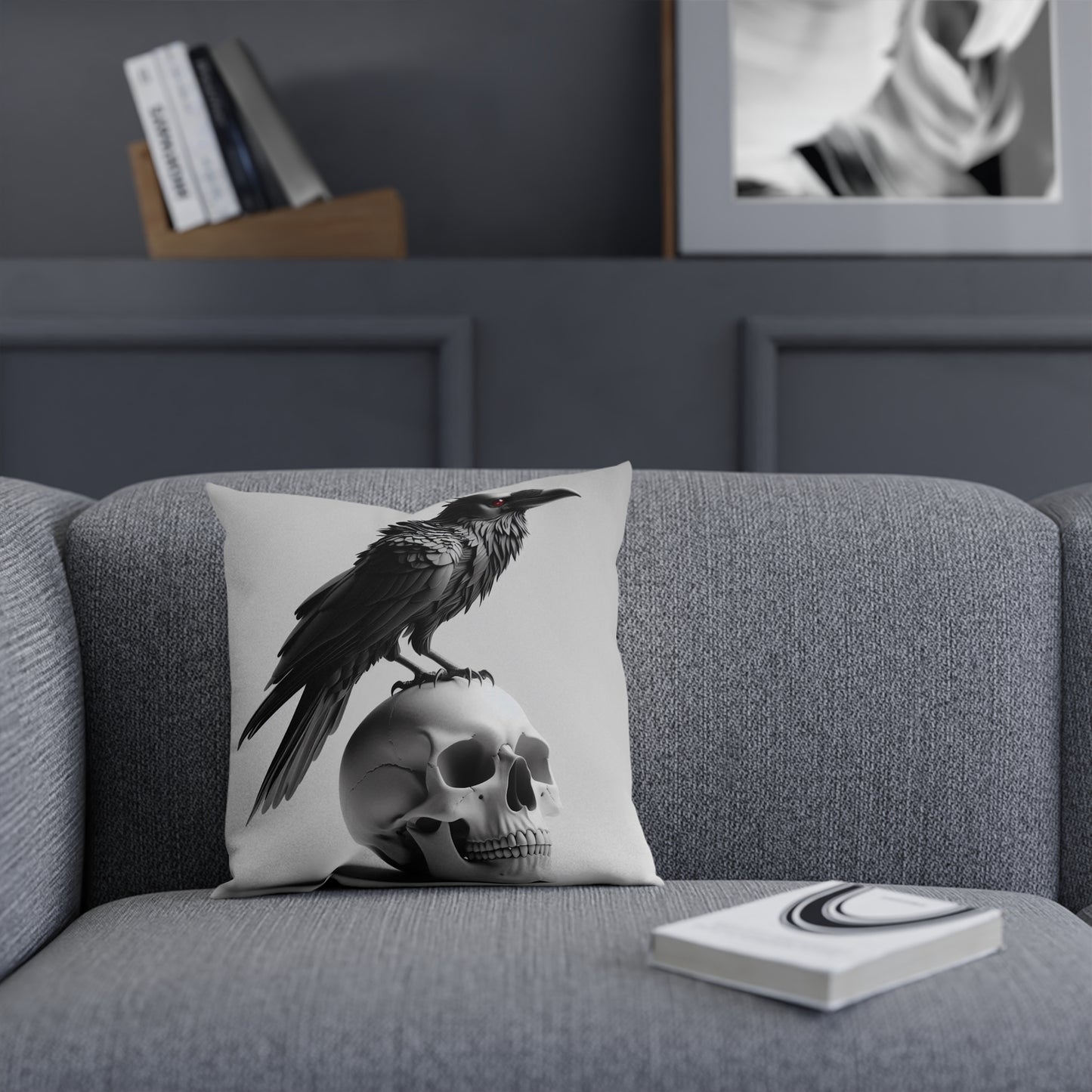 Raven & Skull Throw Pillow