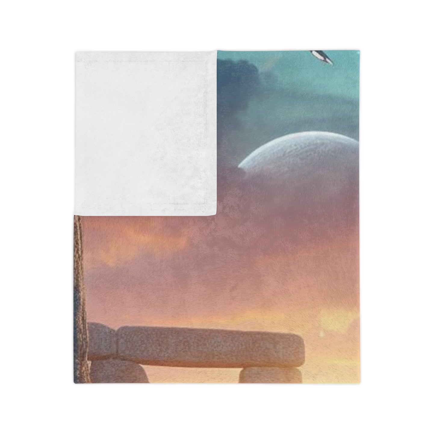 Aliens Stonehenge at Dawn Velveteen Microfiber Blanket