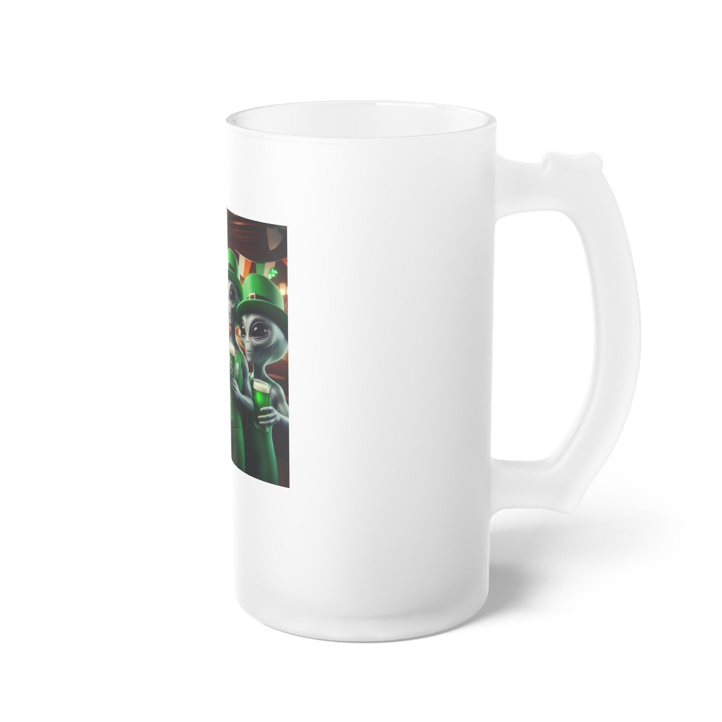 St. Paddy's Aliens Frosted Glass Beer Mug