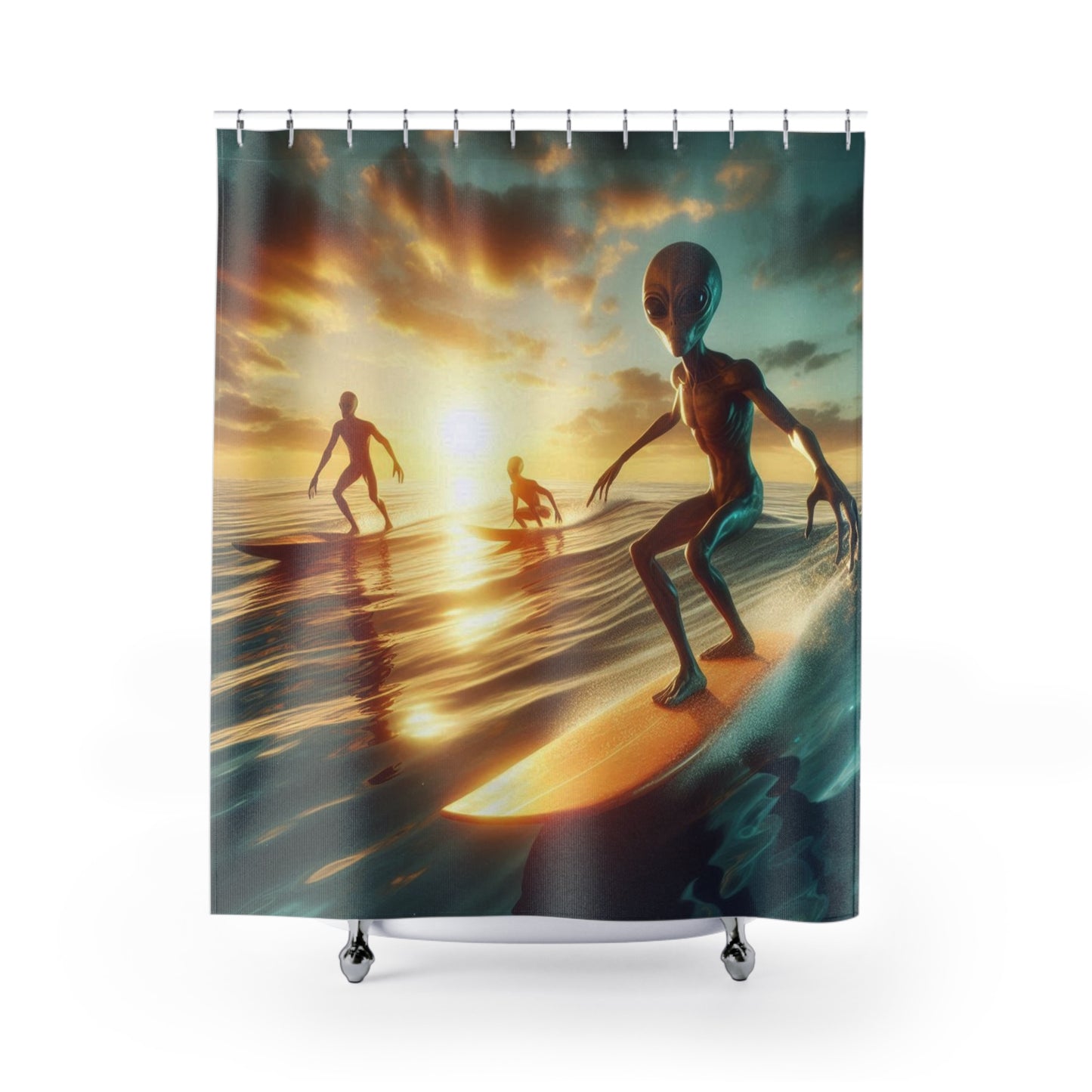 Sunset Surfers Shower Curtain