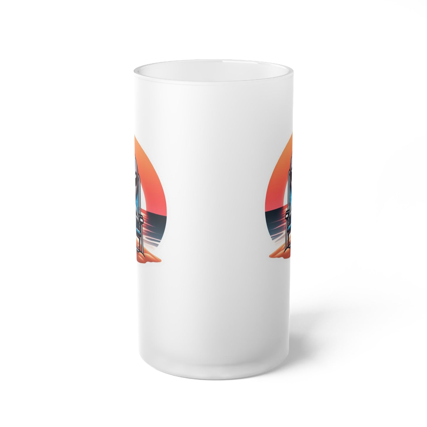 Beach Alien Frosted Glass Beer Mug