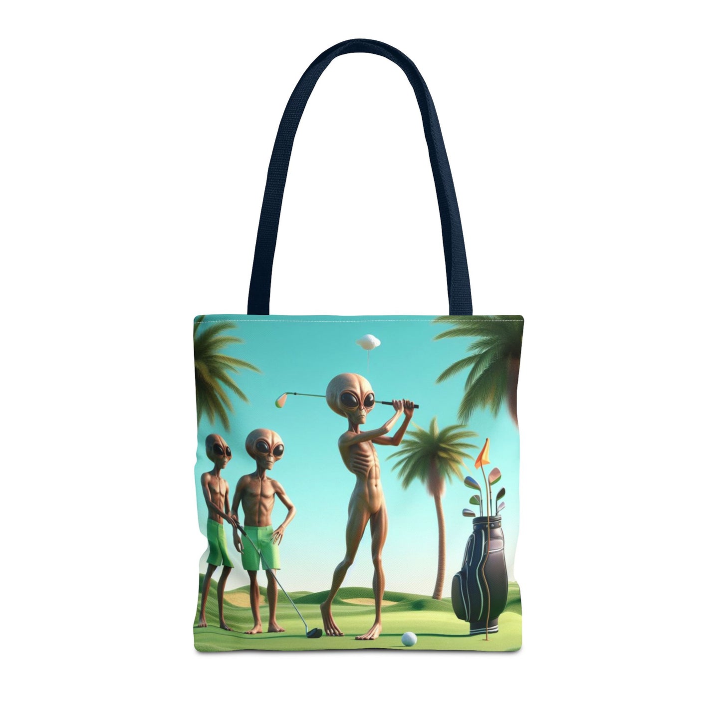 Golfing Aliens Tote Bag