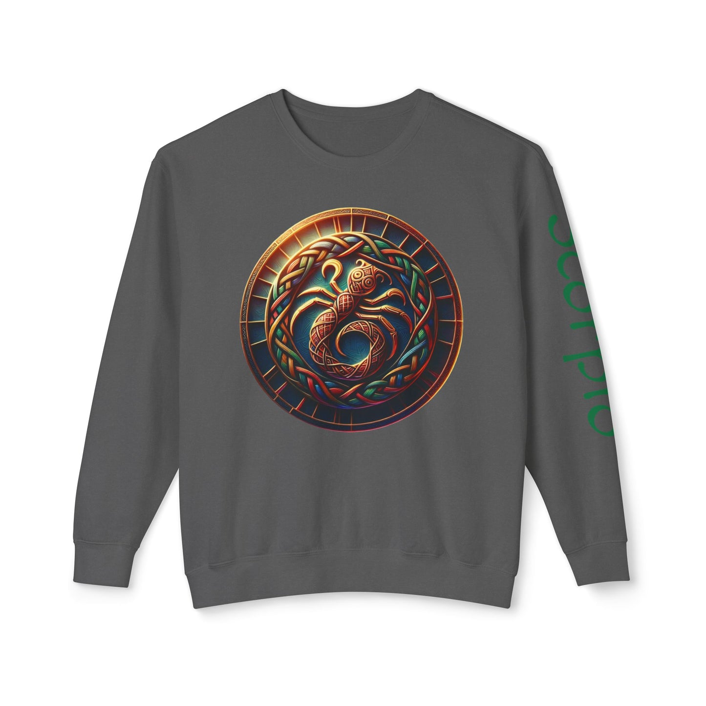 Crewneck Sweatshirt with Celtic Astrological Symbols-Scorpio
