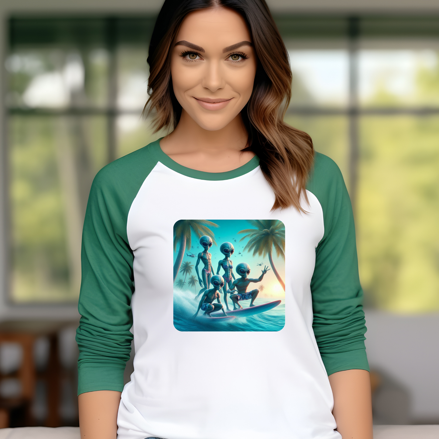 Alien Surfers Baseball Tee