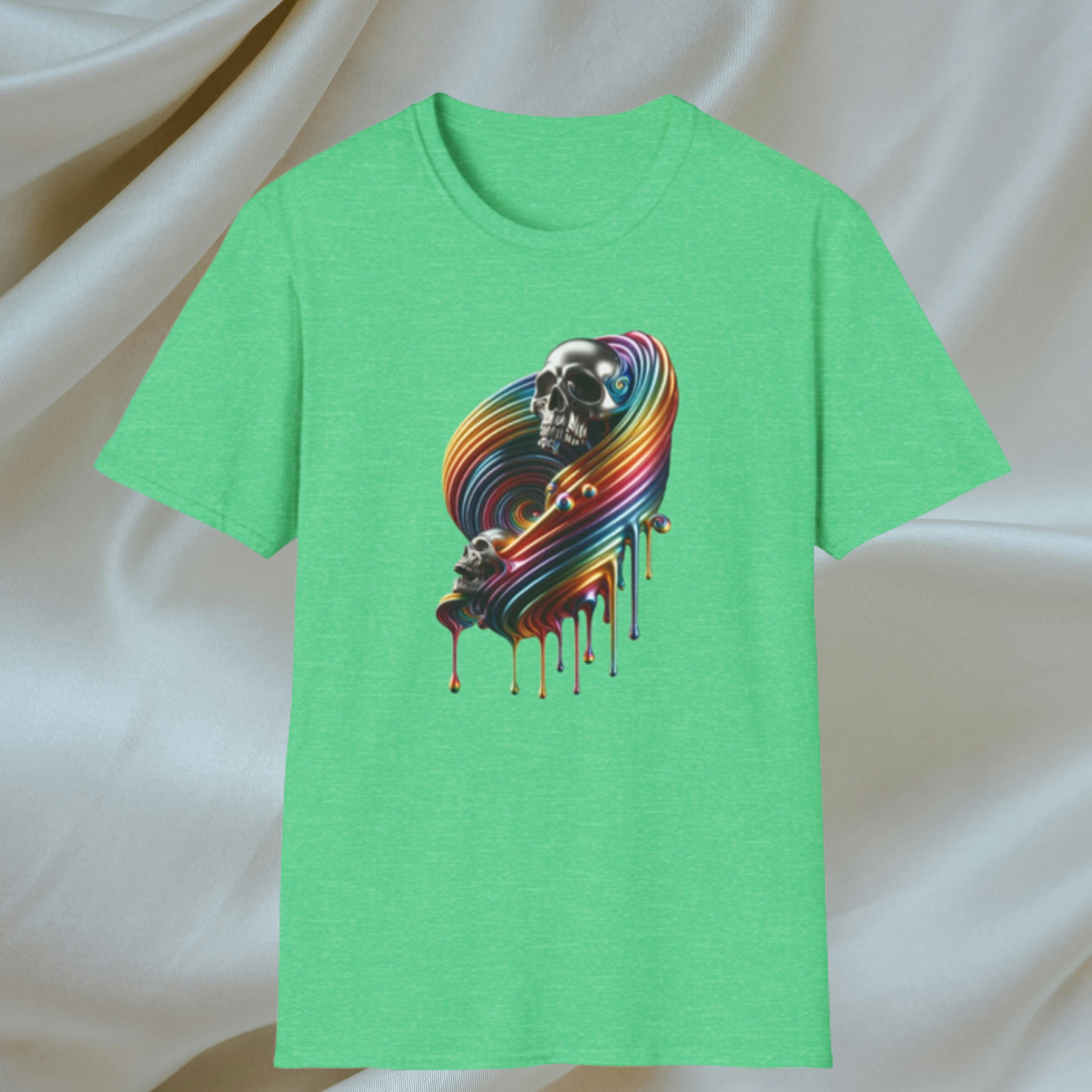 Metallic Rainbow Drip Skull T-Shirt - Gay Pride
