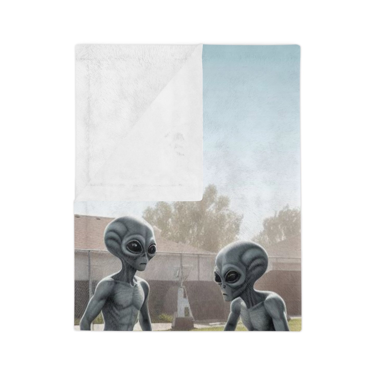 Aliens Playing Basketball Microfiber Blanket
